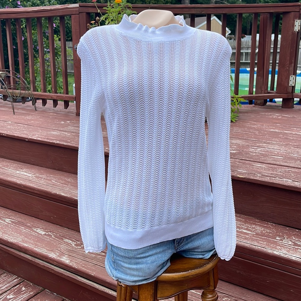 J. Crew Size small White Open Tight Knit Sweater